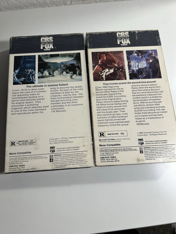 Alien & Aliens VHS 1986 Sci-Fi Thriller Original Releases Video Lot (2) - READ - Image 2 of 4