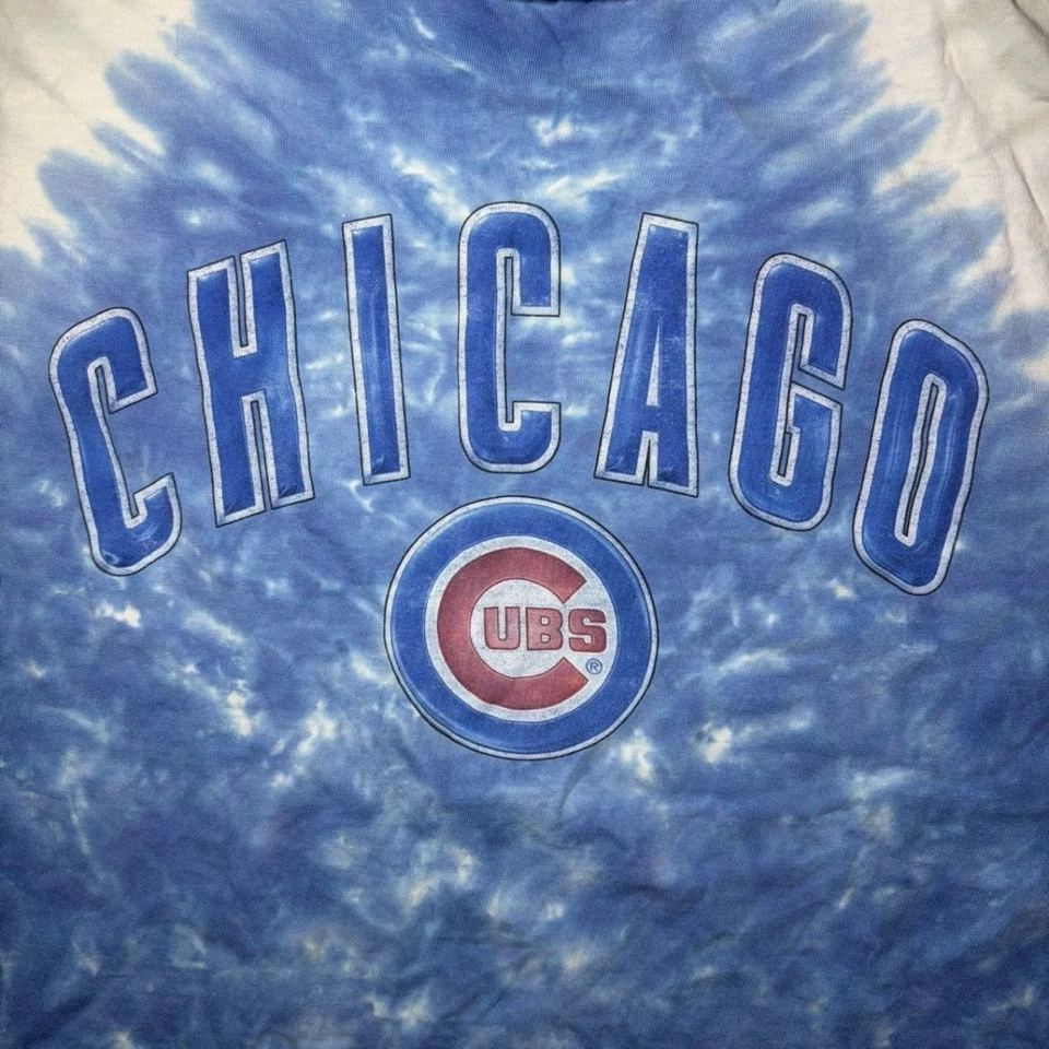 Vintage Y2K Chicago Cubs Shirt Mens 2XL Liquid Blue Tie Dye MLB Sport 00s USA - Image 2 of 4