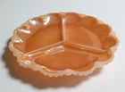 Fire King Peach Luster Milk Glass 3 Section 9-3/4" Deviled Egg Plate Relish VTG