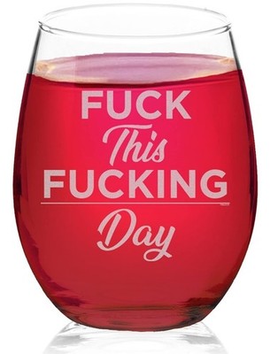 Veracco Funny Stemless Wine Glass 15oz Profanity Quote   NEW Open Box Gift