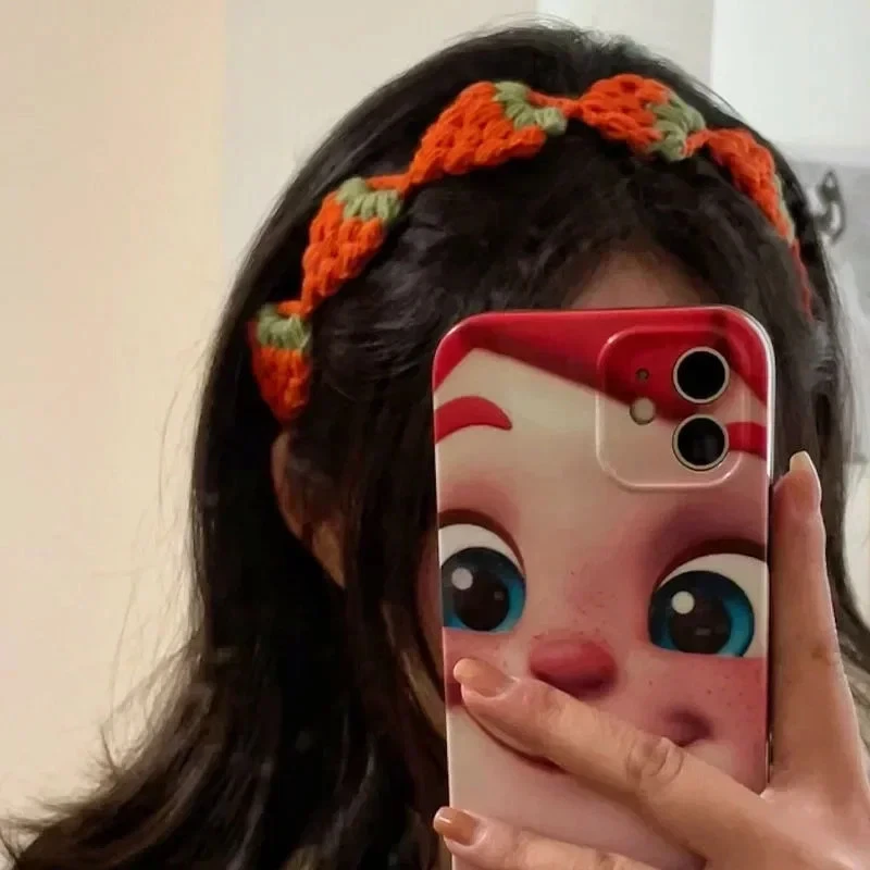 Diadema de fresa de ganchillo banda elástica ancha para el cabello mujeres bufanda niñas accesorios Foto 2 de 4