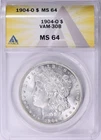 1904-O Morgan Silver Dollar ANACS MS-64 VAM-30B Doubled Profile Denticle E-D
