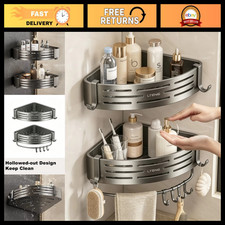 2 Pack Wall Mounted Shower Corner Shelf - Triangle Caddy with Suction Cups, No-D
