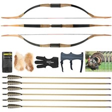 Juego de flechas de arco recurvo tradicional de tiro con arco 20-35 lb derribo de madera arco de caballo caza