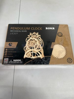ROKR Mechanical Gears 3D Wooden Puzzle Pendulum Clock, DIY Kit, New Sealed