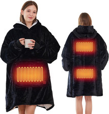 Wearable Heated Blanket Hoodie, USB Heated Oversized Hooded Blanket Adult 3 Heat