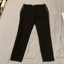 NEXT BLACK JERSEY DENIM LEGGINGS WITH SILVER SIDE STRIPE DETAIL SIZE 16