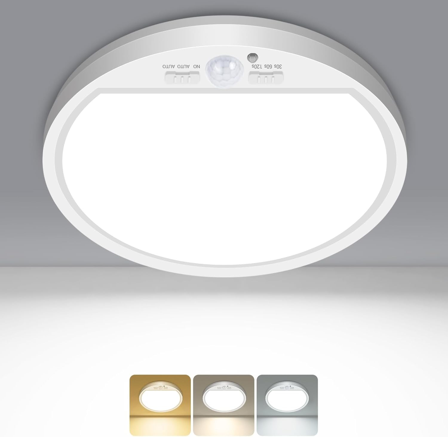 zemty Motion Sensor Ceiling Light, 7in 500LM Battery Ceiling Lights with Timer,