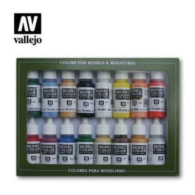 Vallejo Paint 17ml Bottle Basic USA Model Color Paint Set (16 Colors)