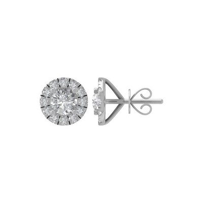 14k Weißgold runde im Labor gezüchtete Diamant Heiligenschein Ohrstecker Urlaubsgeschenk