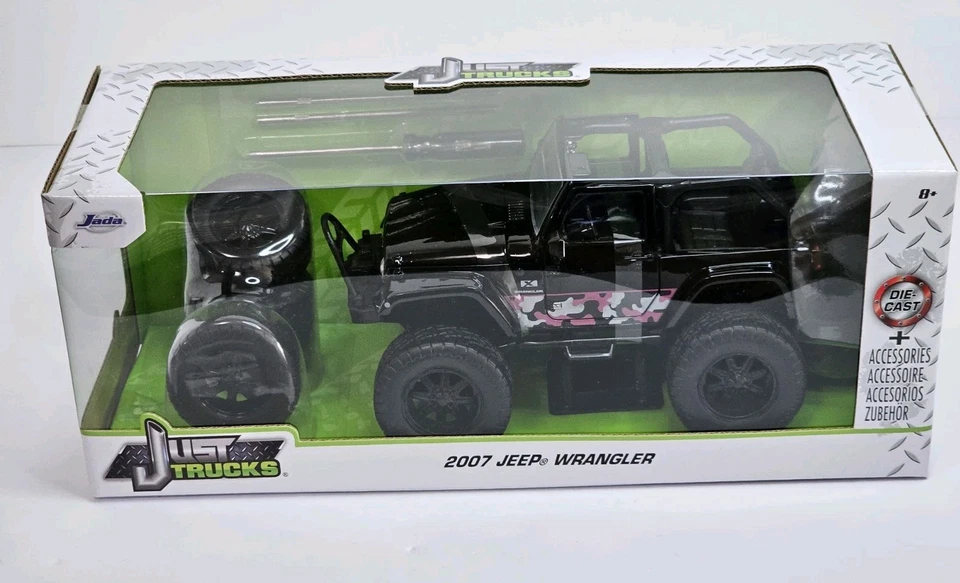 Jeep Wrangler 2007 negro ruedas adicionales Just Trucks modelo fundido a presión Jada 1/24 Foto 4 de 4