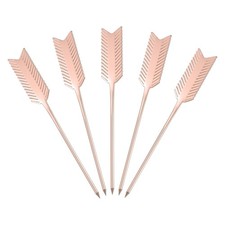 5 Pcs Stainless Steel Cocktail Picks, 4.7 Inch Pink (Feather)