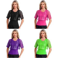 Womens T-shirt Balls Tops Electronic Tank Top Stage Short Sleeve Performance