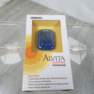 OMRON HJ325 Alvita Ultimate Pedometer, Blue Tracks Steps Calories Distance