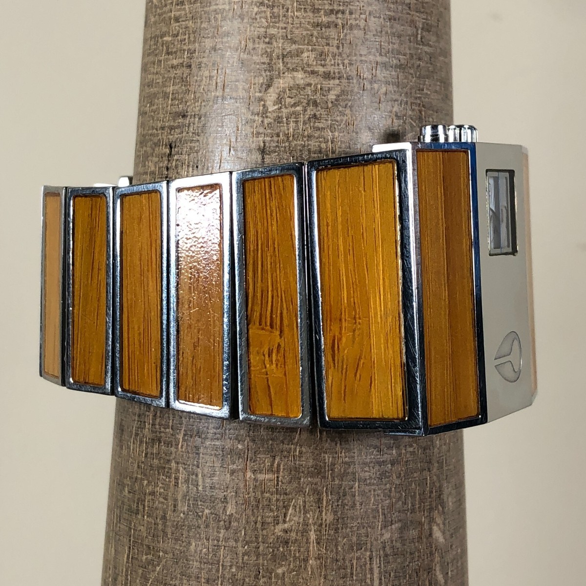 Nixon Rotolog Men Tank Brown Bamboo Wood Watch 7