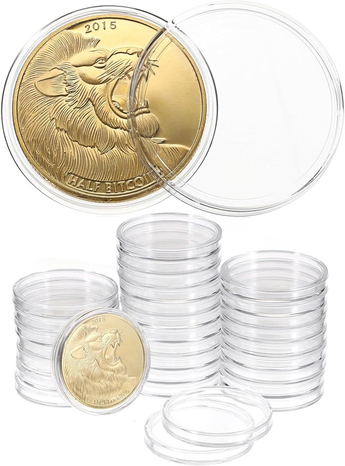 20× Coin Holder Capsules Case 40mm 1oz Clear Round Box for Silver