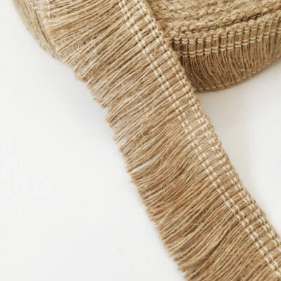 DECO-HOUSE Natural HESSIAN Tassels Trim Rustic Chic Wedding Tropical Party Craft Cake Decor