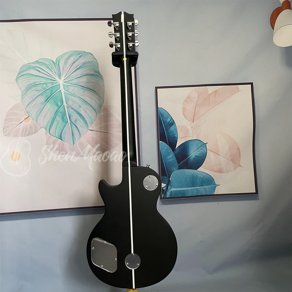 Black LP Electric Guitar P90 Pickups Chrome Part Mahogany Body Bigsby