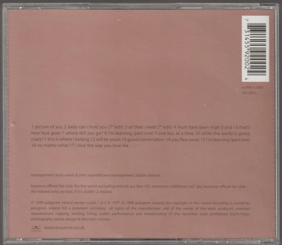 Boyzone - Where we belong [CD, 1998] - Bild 2 von 2