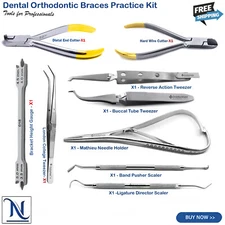 Orthodontic Dental Archwire Bending and Placing Kit Tweezers Pliers Band Seater