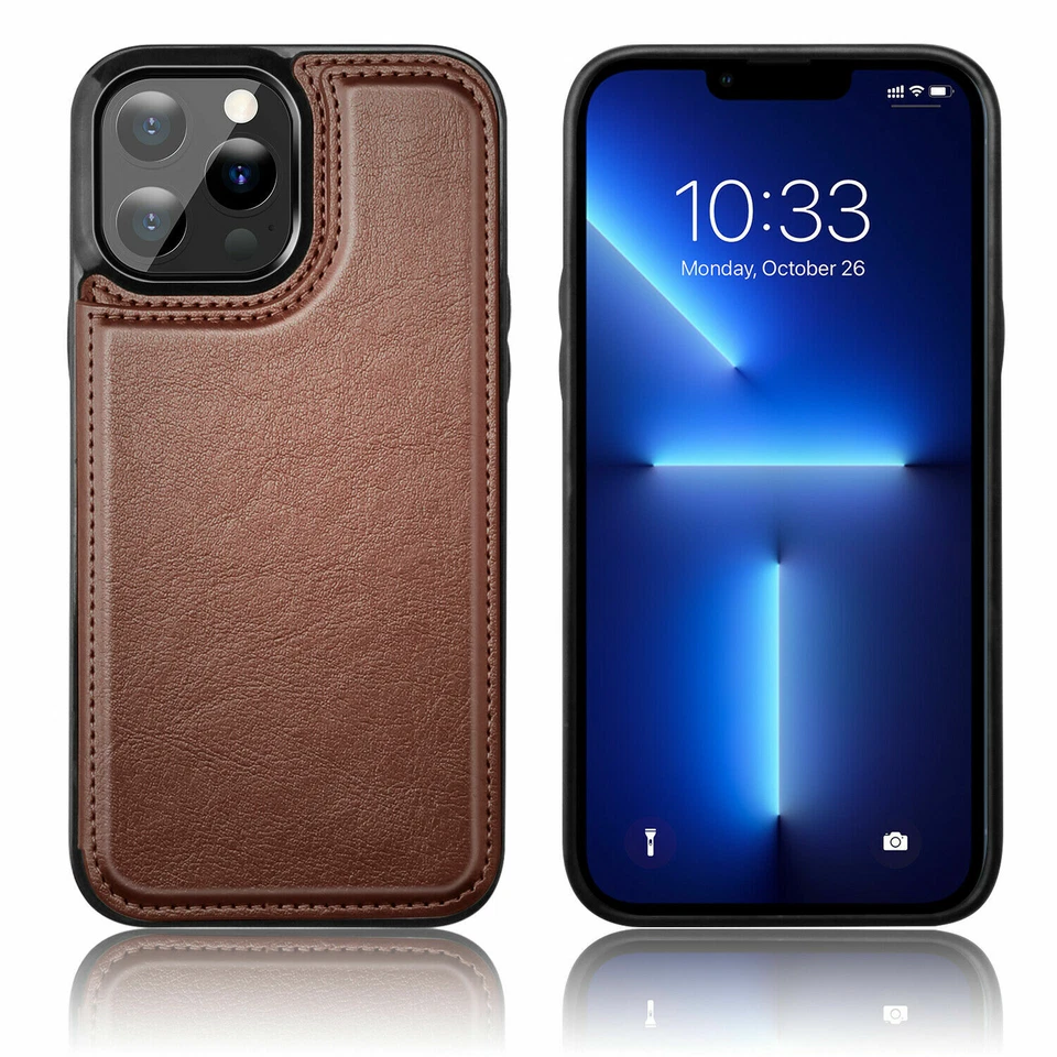 For Phone 11/12/13 Pro Max Men Wallet Case Cover Leather Magnetic Kickstand - Image 4 of 4