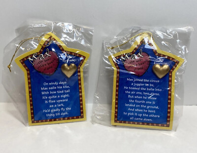 Enesco Jim Shore Max Bear Lapel Pin Gold Tone Puffy Heart Shape 1996 LOT of 2 1E