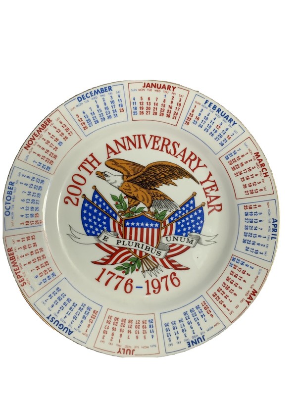 Vintage USA 200th Anniversary 1776-1976 Bicentennial Collectors Calendar Plate 