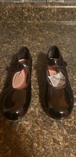 Thom McAn Girls Dance Black Patent Strap Tap Shoes size 12
