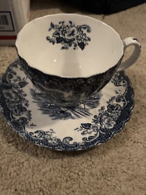Ironstone Tea Cup and Saucer Johnson Bros Coaching Scenes