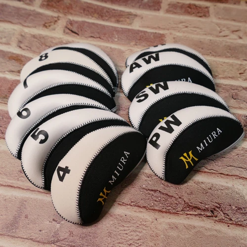 Golf Protective Iron Cover Miura White Black color 10 pieces Headcover One Set - Picture 3 of 13
