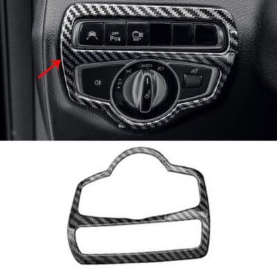 For Mercedes-Benz GLC 2016-2021 Carbon Fiber Headlight Control Button Cover Trim
