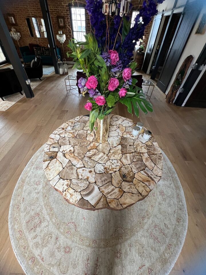 Petra Round Dining Table Mid Century Center Side Table Home Decor Interior Slab