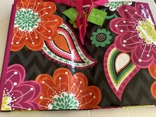 Vera Bradley MARKET TOTE Ziggy Zinnia GIFT BAGS (2) Reusable Shopper 19x7x14 NWT