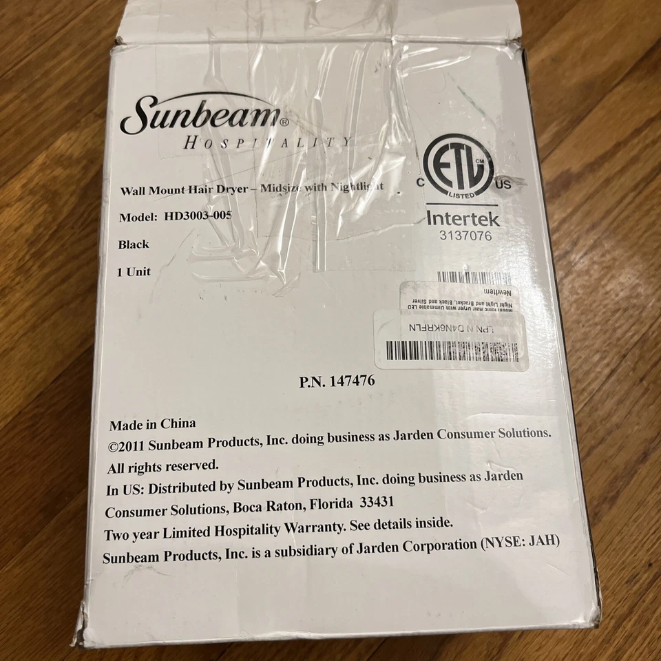 Sunbeam Hospitality Dual Wall Mount Ionic Hair Dryer HD3003-005 - Image 4 of 4