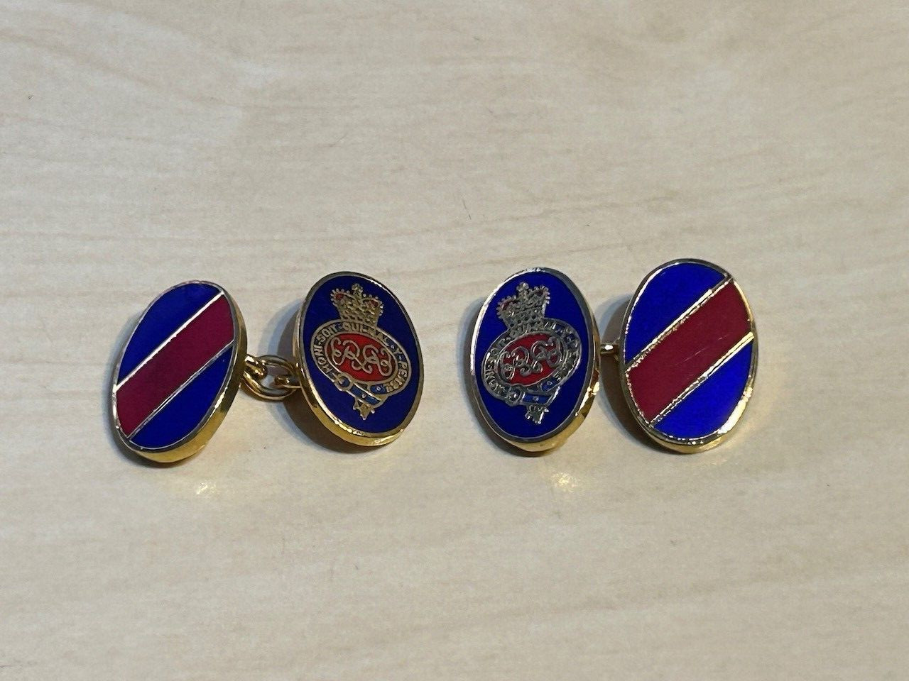 Grenadier Guards Enamel Cufflinks Pair Vintage Ch… - image 1