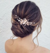 Leaf Bride Wedding Hair Comb Rhinestone Pearl Bridal Hair Pieces Flower Weddi...