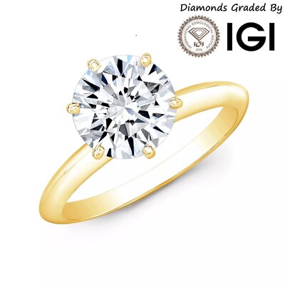 Zertifizierter E/VS 1 Kt - 4 Kt Diamant Solitär 14 K Gold Verlobungsring Lab Grown