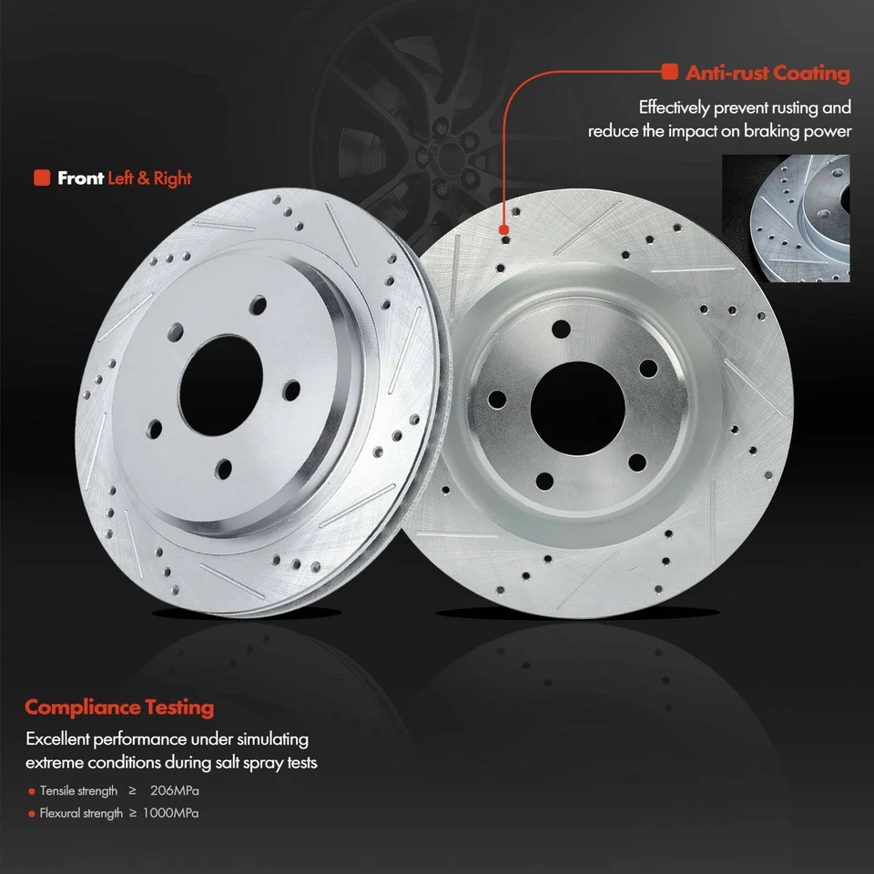 4 rotores de freno perforados delanteros y traseros para Chevrolet Corvette 05-13 Cadillac XLR Foto 2 de 4