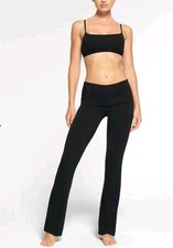 SKIMS Cotton Jersey Foldover Pant Soot Black Size M