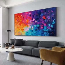 Modern Abstract Texture Hand Painted Oil Painting on Canvas Home Decor Blue