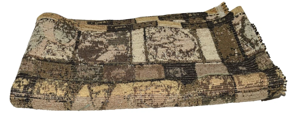 Vintage Abstract Geometric Design Brown Beige Thick Upholstery Fabric 58" x 17" - Image 3 of 3