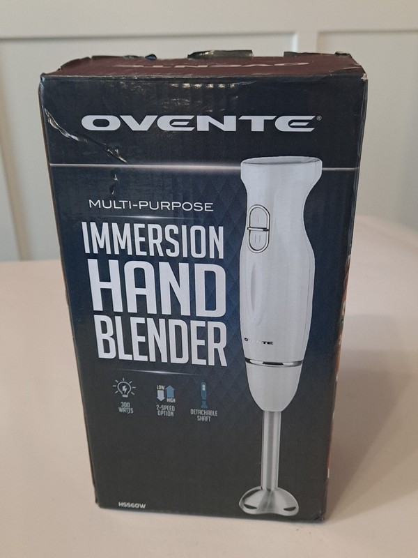 Ovente Immersion Electric Hand Blender with Stainless Steel Blades White HS560W