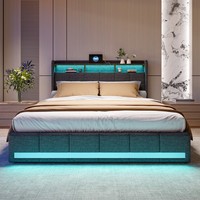 Doppelbett Boxspringbett Polsterbett Mit Stauraum 4 Schubladen Led&Usb 160X200Cm