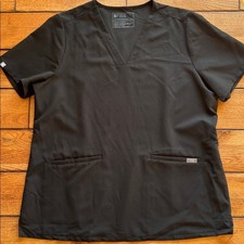 Figs Women's Technical Collection Casma Three-Pocket Scrub Top Size XL Black