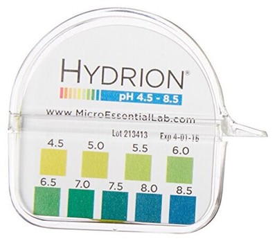 2210 Plastic Hydrion Vivid Short Range pH Test Paper Dispenser, 4.5 - 8.5 pH, 