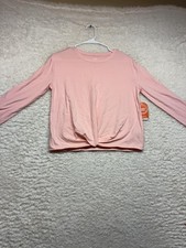 Wonder Nation Shirt Girls L 10-12 Plus Pink Coral Whisper Long Sleeve Knot Hem