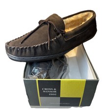 Cross Windsor Leather Moccasins 7078-ISK NATHAN Slipper Shoes Suede Mens Sz 12