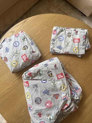 Pottery Barn Teen NBA Sheet Set Full Size 4 Piece Flat, Fitted & Cases Rare