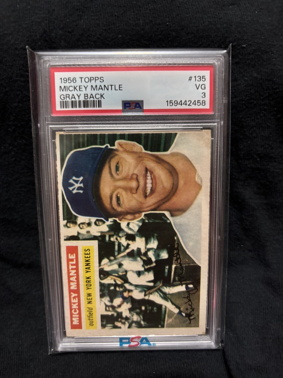 1956 Topps Mickey Mantle #135 Gray Back PSA 3 Very Good Yankees