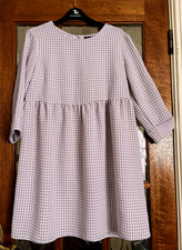 VGC Ladies RECLAIMED VINTAGE at ASOS Lilac LAVENDER GINGHAM CHECK Smock Dress 10